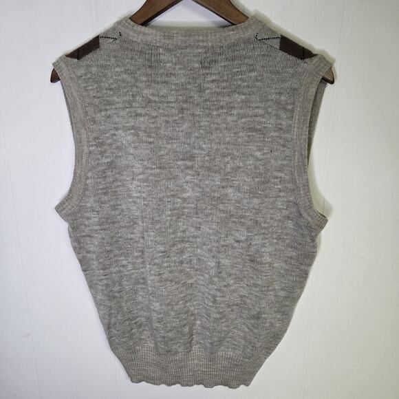 Troy Hill Mens Tan And Brown Argyle Sweater Vest Size Medium - Picture 2 of 6